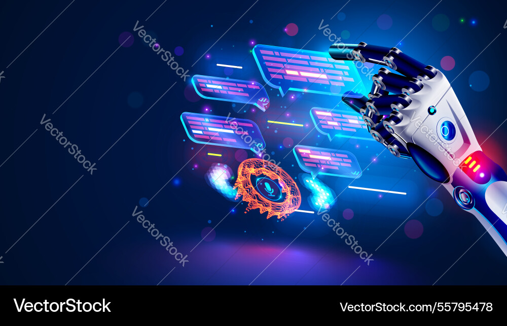 Business chatbot programming development robot Business chatbot programming development robot vector image