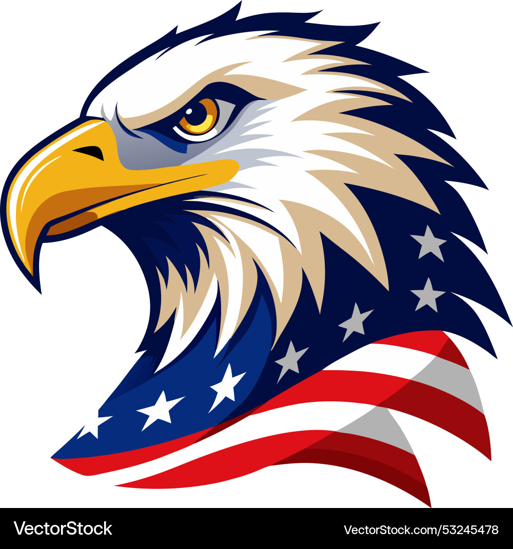 Eagle head with american flag pattern Royalty Free Vector