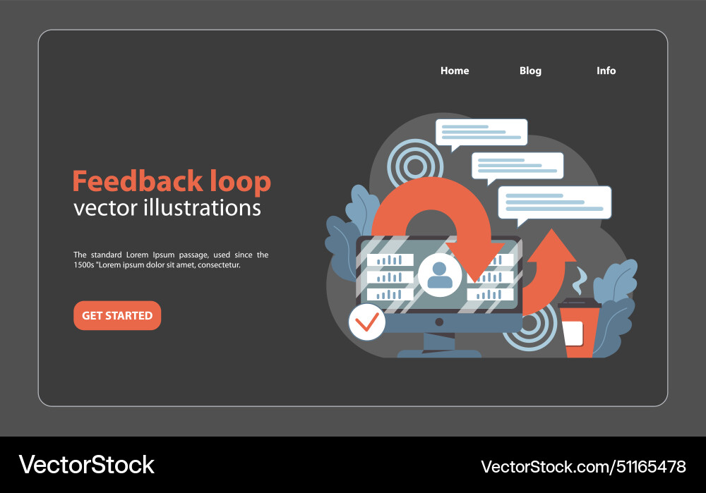 Feedback-Loop-Konzept Desktop-Anzeigen Daten Feedback-Loop-Konzept Desktop-Anzeigen Daten vektorbild