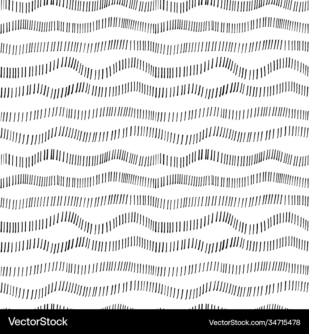 Hand drawn wavy dotted lines seamless pattern vector image