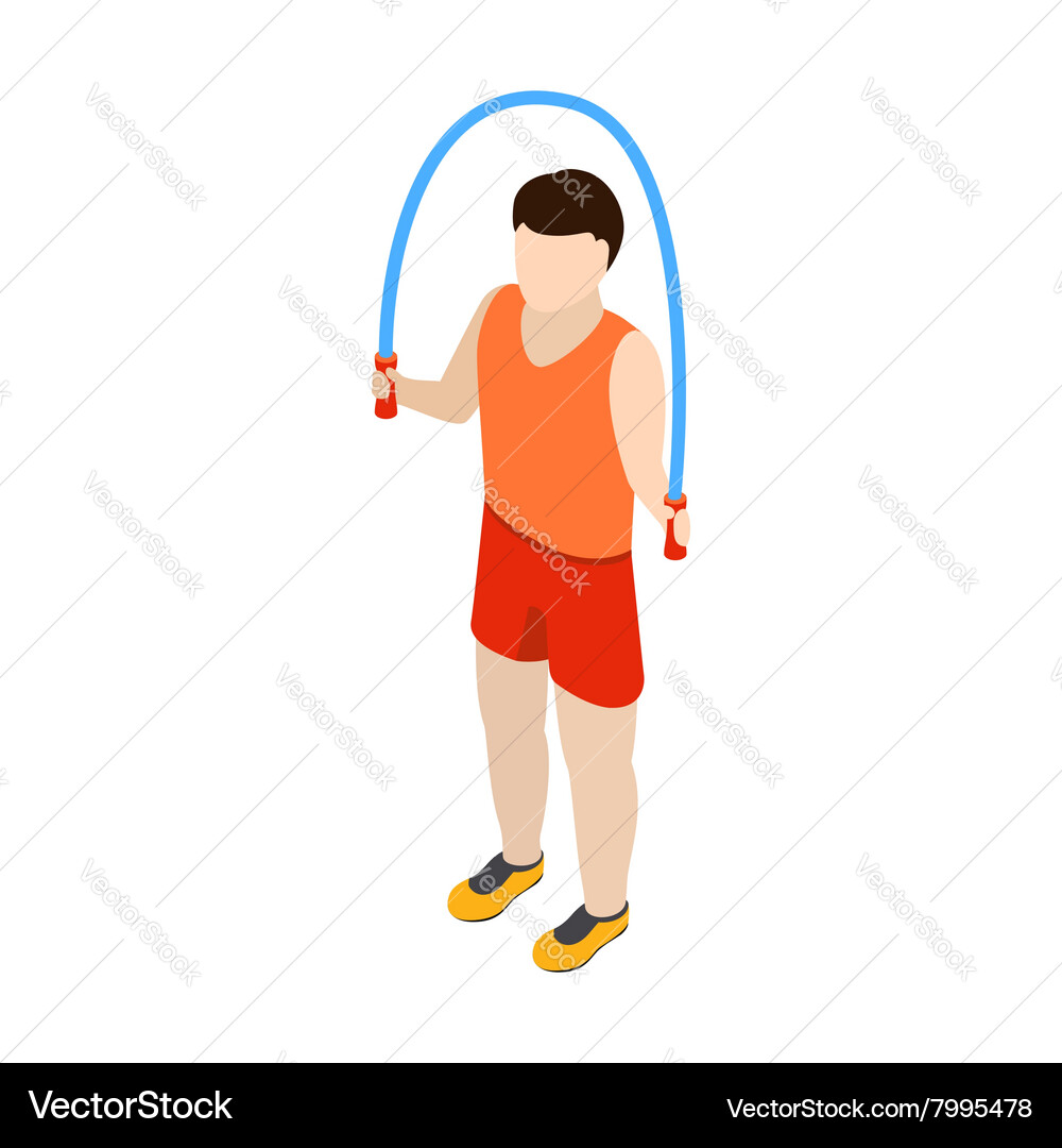 Man jumping with skipping rope icon isometric 3d vector image