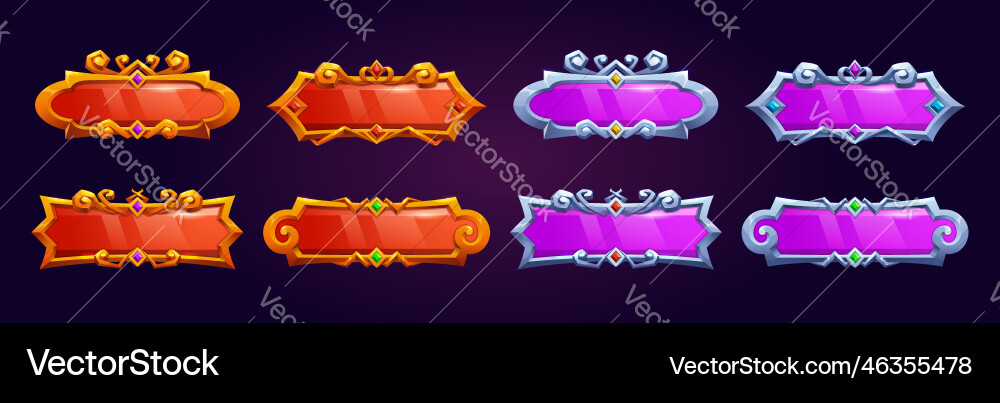 Medieval rpg game ui button metal frame Vector Image