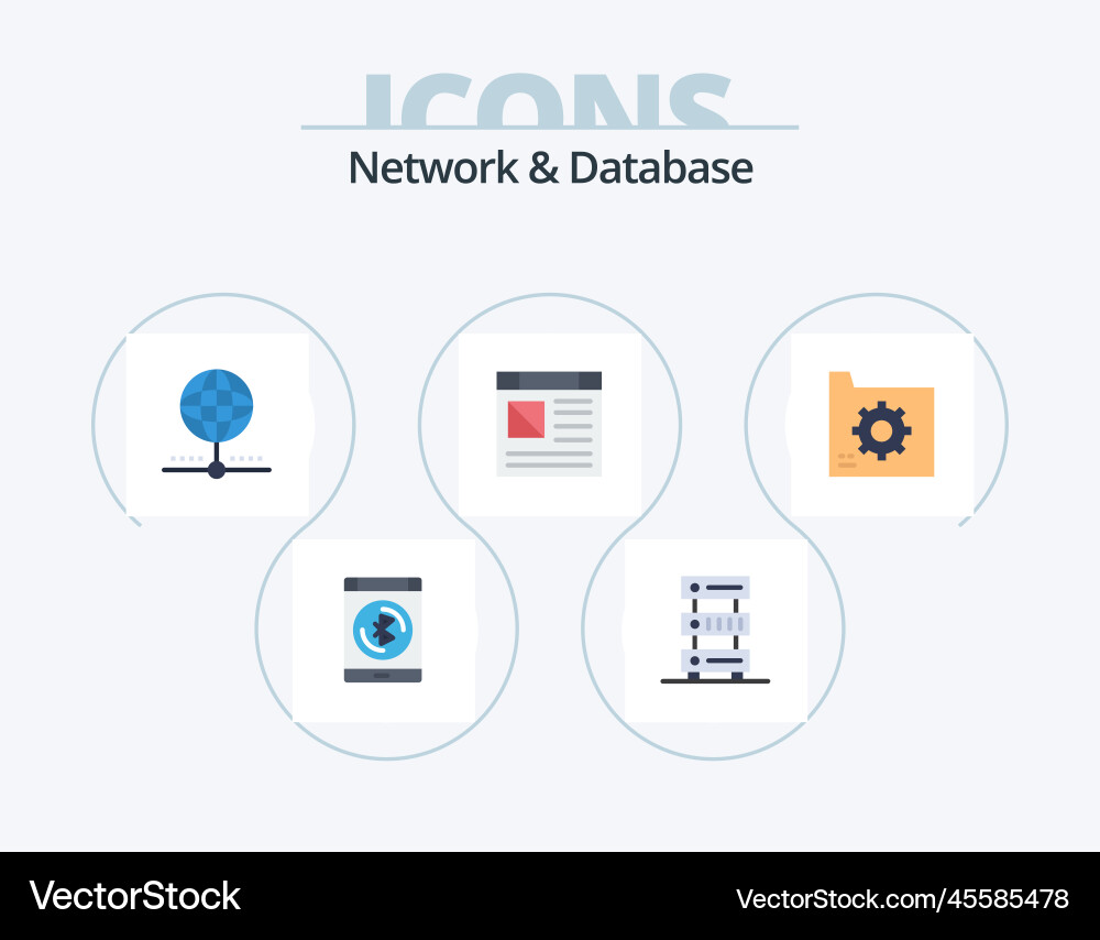 Network and database flat icon pack 5 design Vector Image