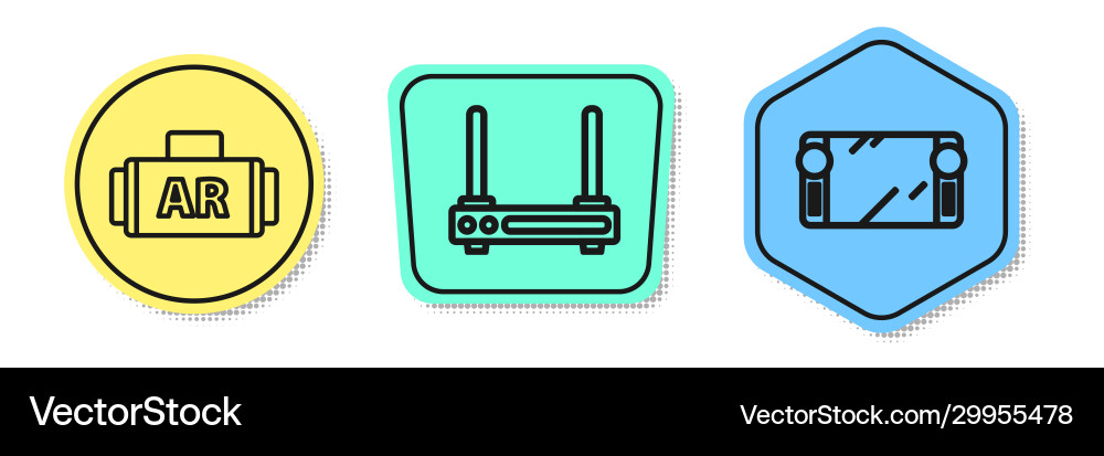 Set line ar augmented reality router and wi-fi Set line ar augmented reality router and wi-fi Vector Image