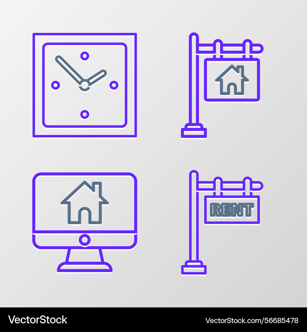 Set line hanging sign with text rent computer Set line hanging sign with text rent computer vector image