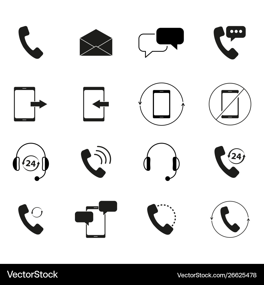 Set support chat callback mail icons Set support chat callback mail icons Vector Image