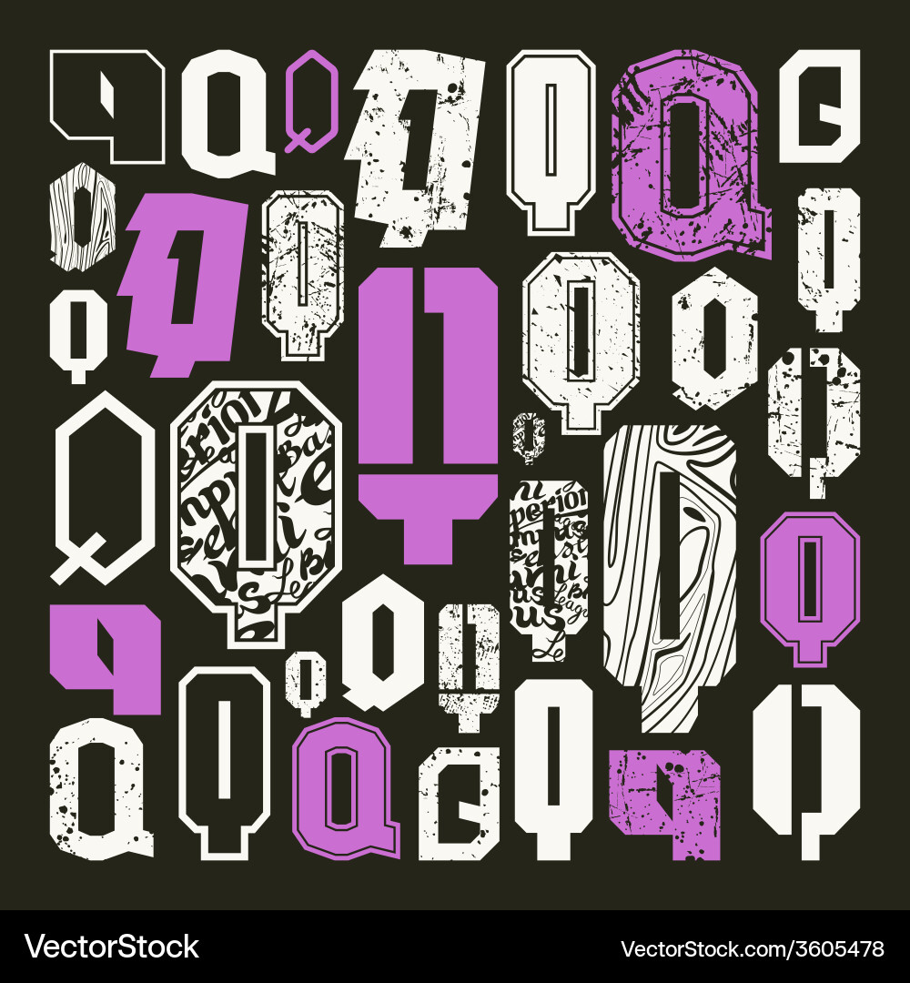 Set versions of letters q vector image