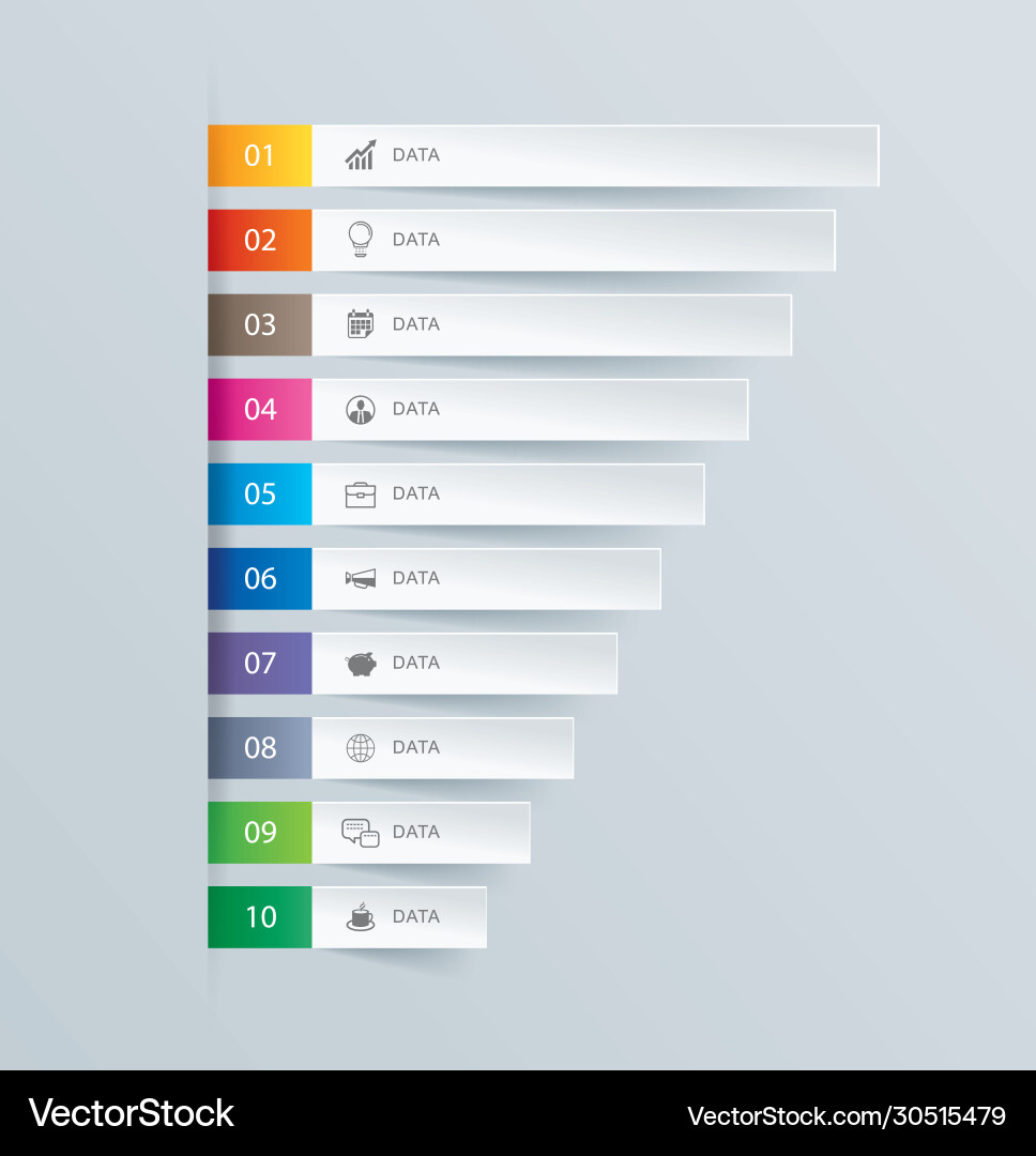 10 graph data infographics tab paper index 10 graph data infographics tab paper index vector image