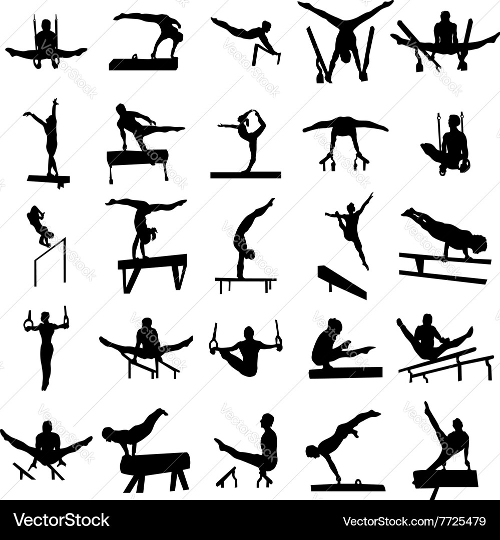 Athlete Silhouette Set - Gymnastics & Fitness Vector Image
