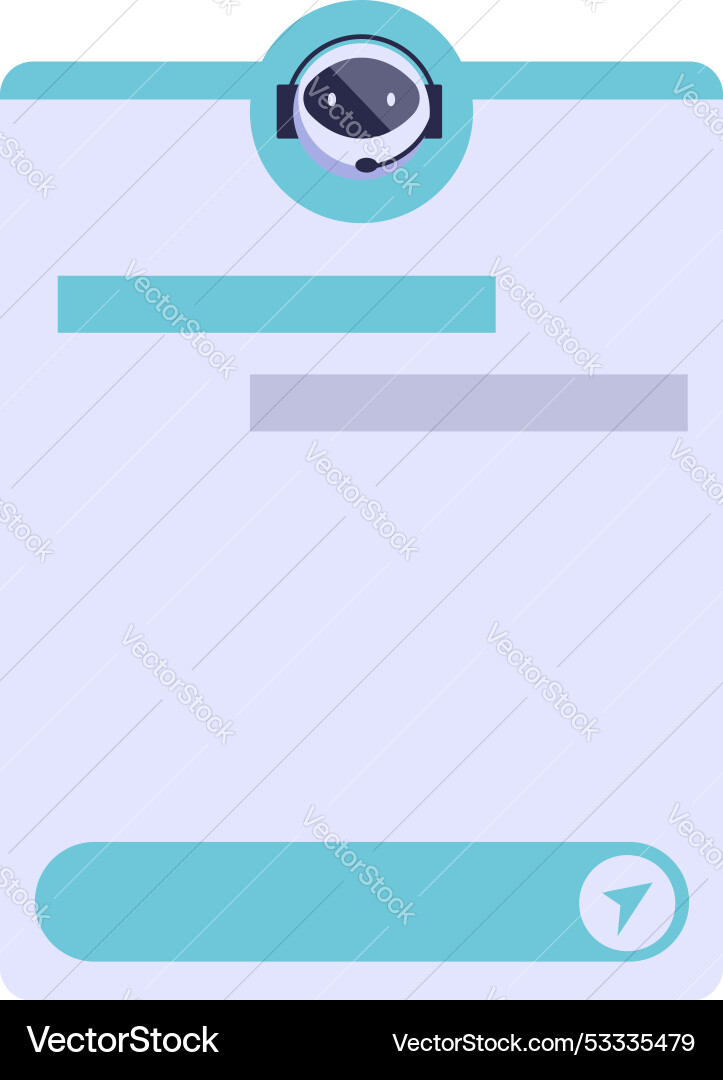 Blank chatbot window displaying chat history vector image