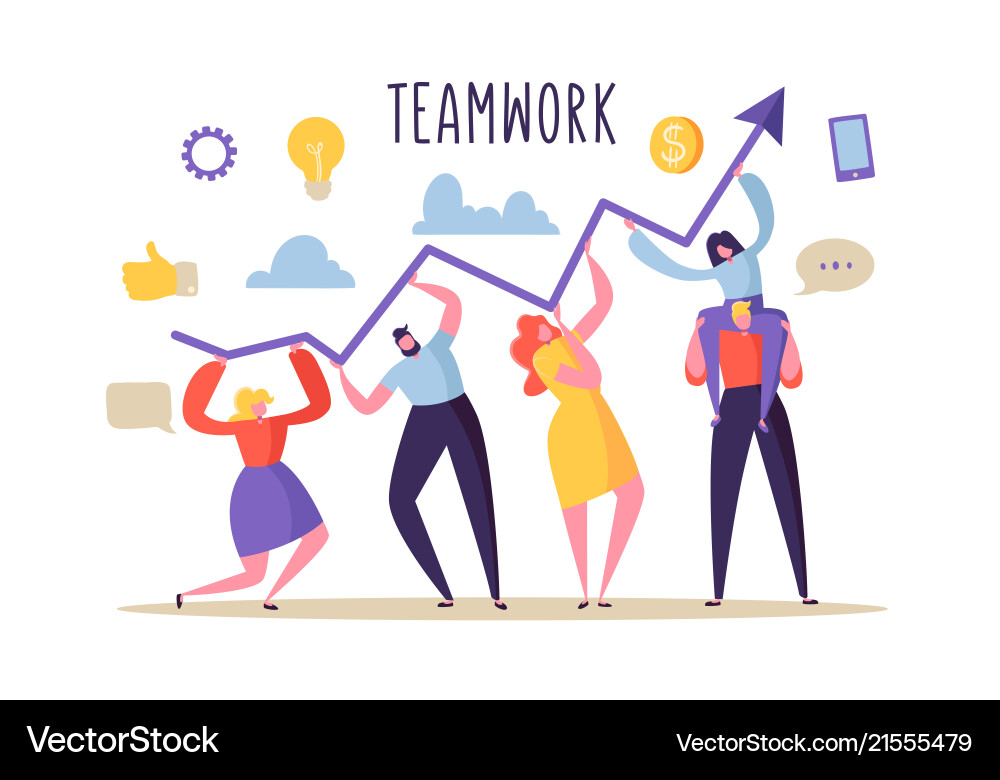 Business teamwork concept flat people characters Business teamwork concept flat people characters vector image