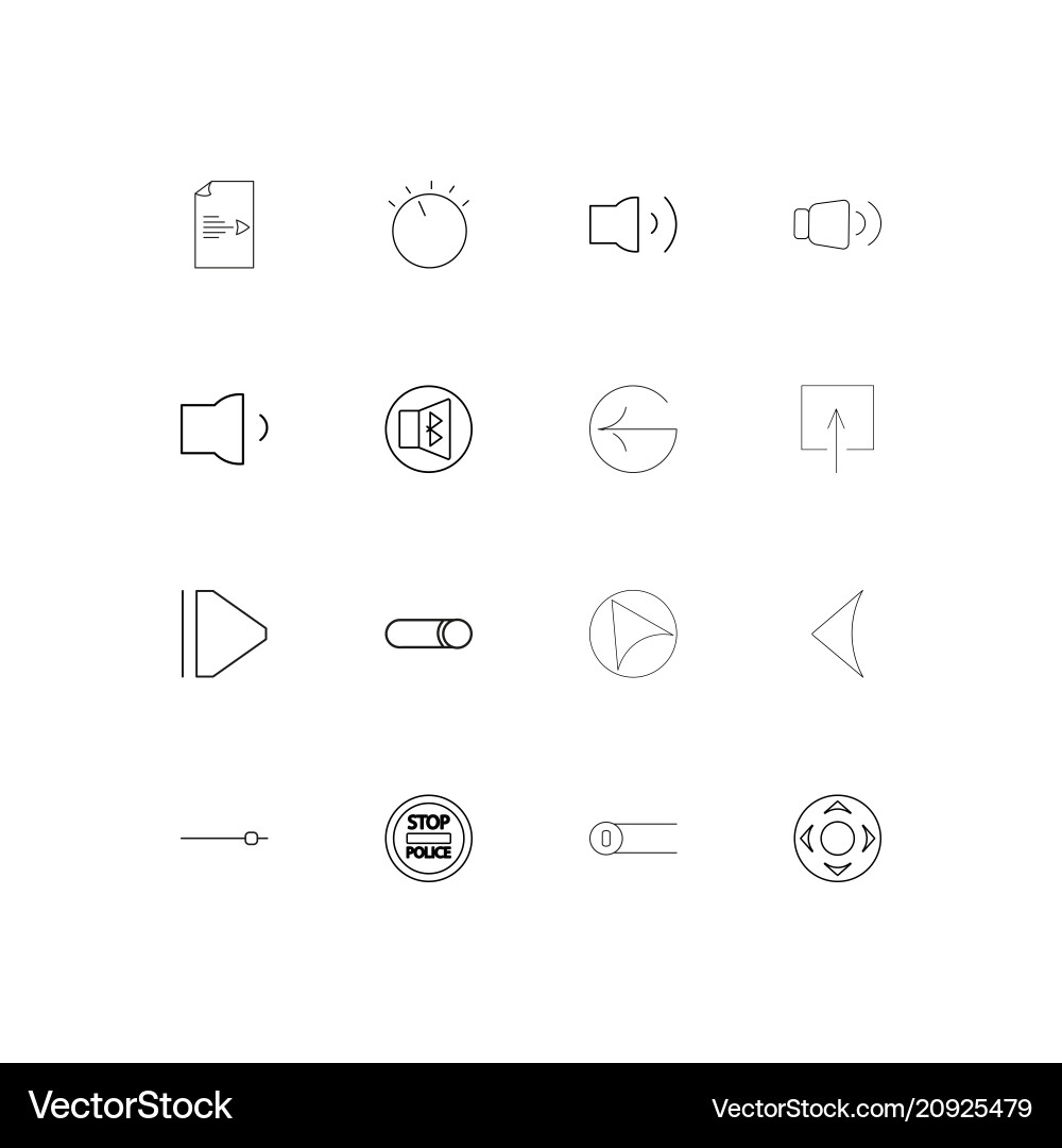 Buttons linear thin icons set outlined simple Vector Image
