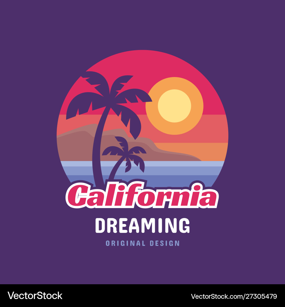 California dreaming - concept logo badge California dreaming - concept logo badge vector image