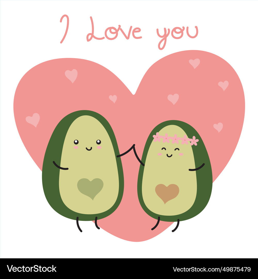 Couple of avocados in love saying i you Couple of avocados in love saying i you vector image