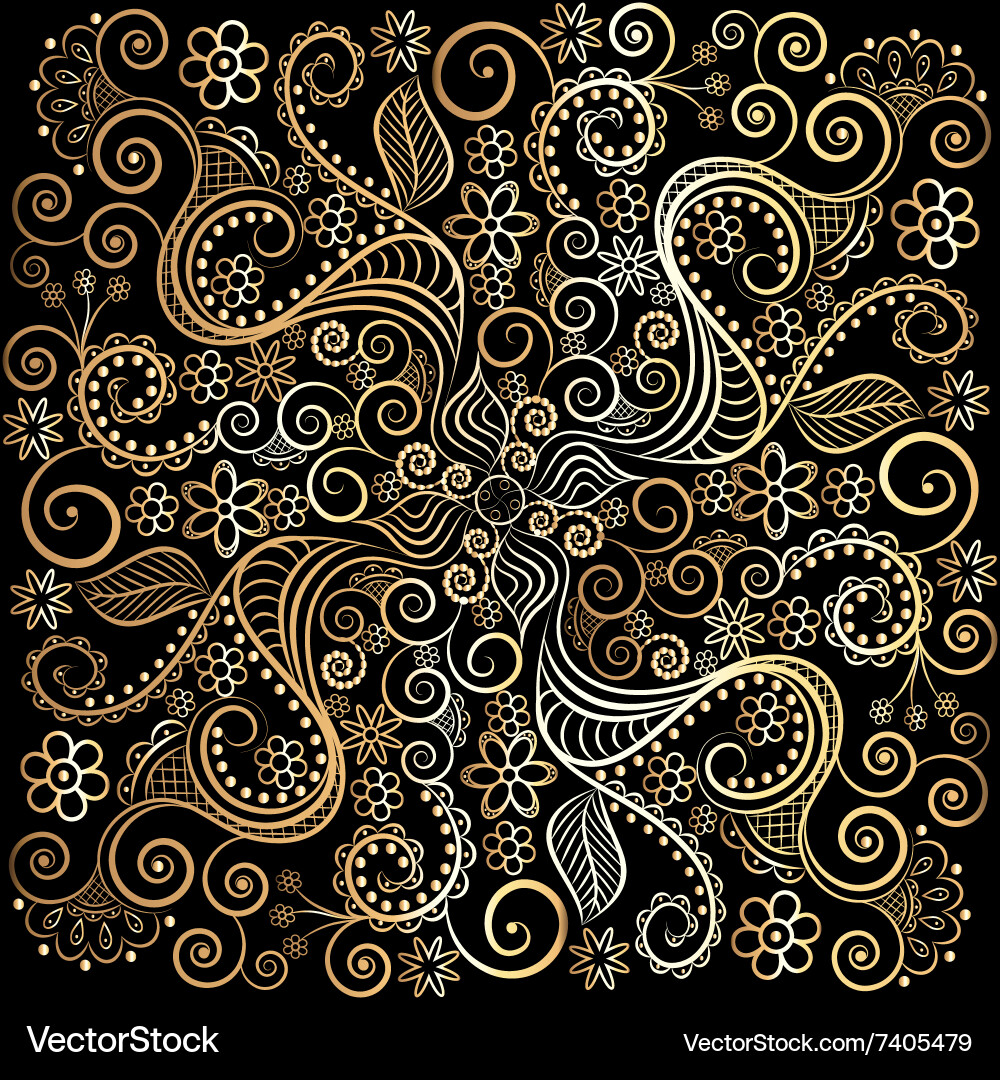 Golden circular pattern on a dark background Vector Image