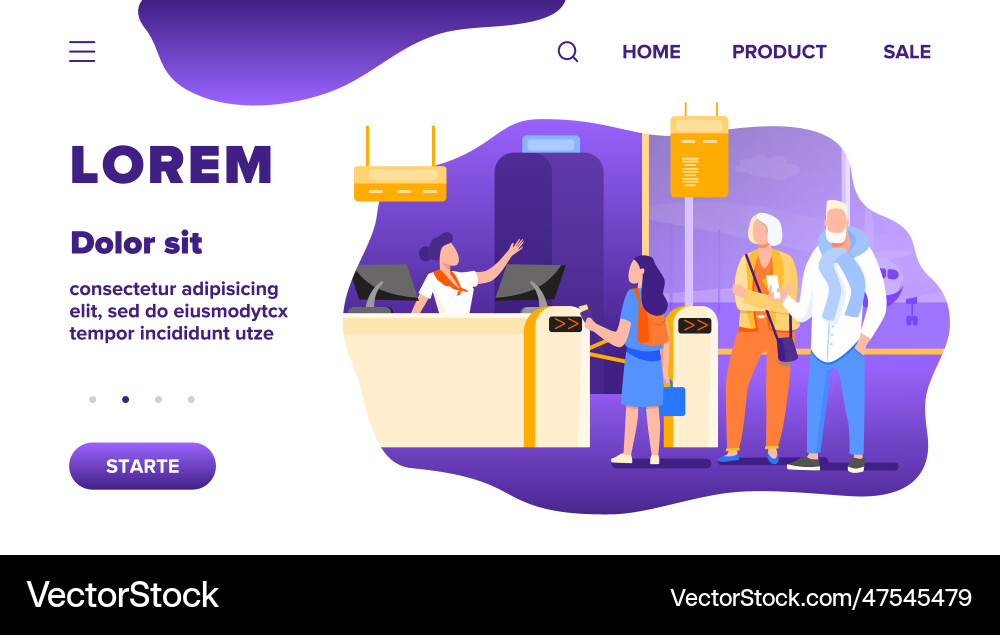 Group of passengers standing in queue to counter Group of passengers standing in queue to counter Vector Image