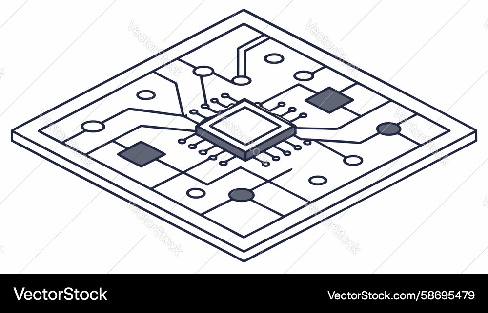 Modern Microchip Isometric Vector Image