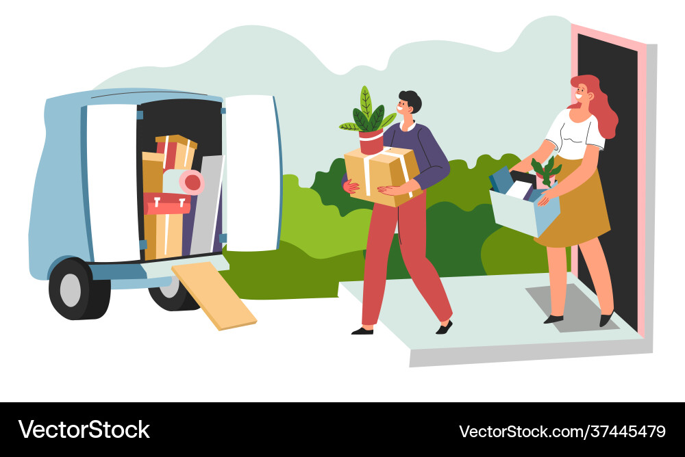 Personen die sich in der Verpackung persönliche Gegenstände bewegen Personen die sich in der Verpackung persönliche Gegenstände bewegen vektorbild