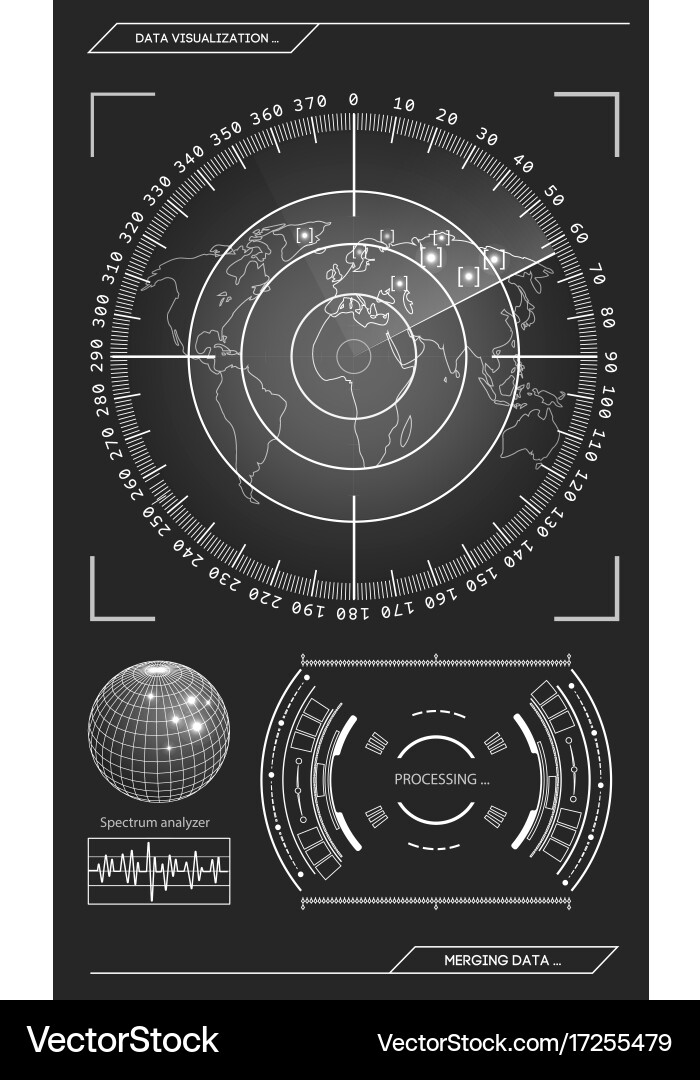 Radar Screen with Target Display vector image