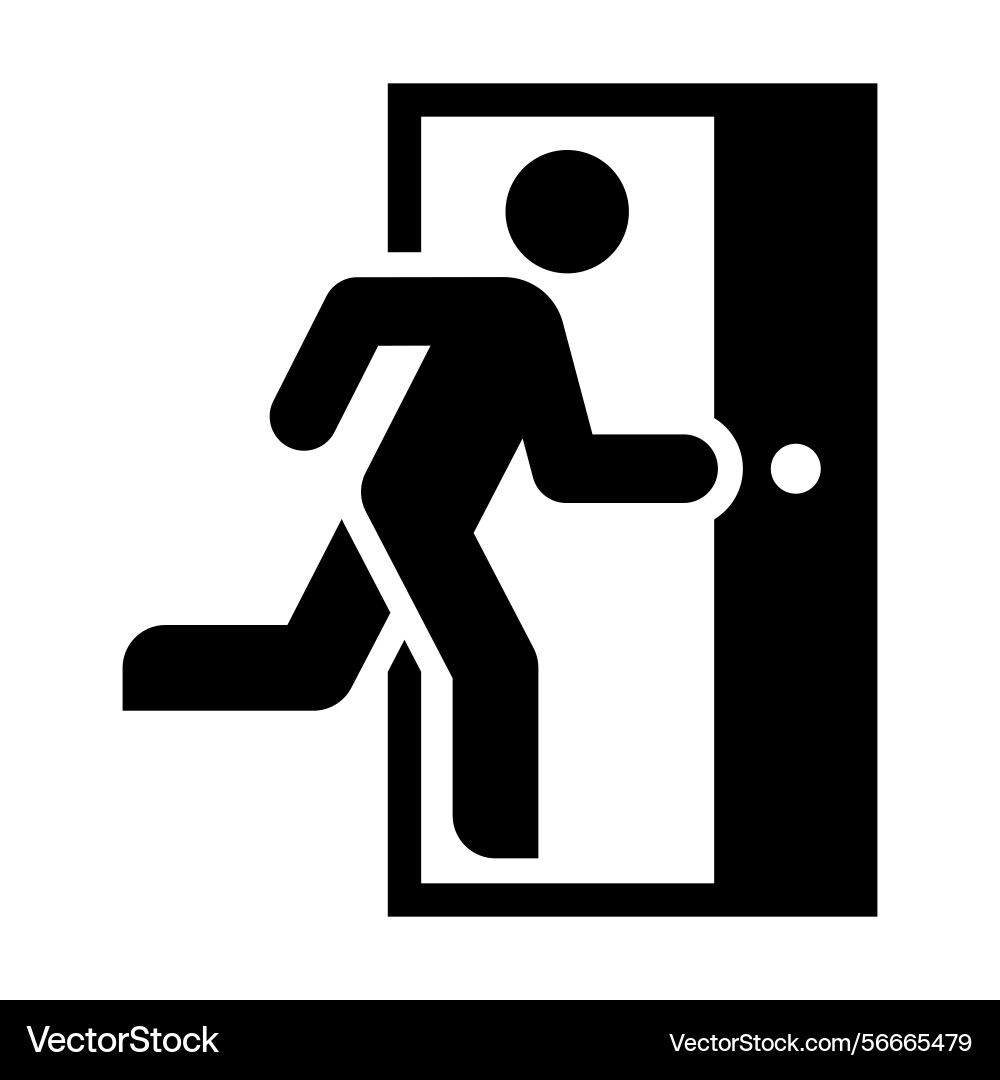 Running man and exit door sign way icon vector image