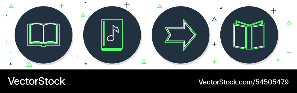 Set line audio book arrow open and icon Set line audio book arrow open and icon vector image