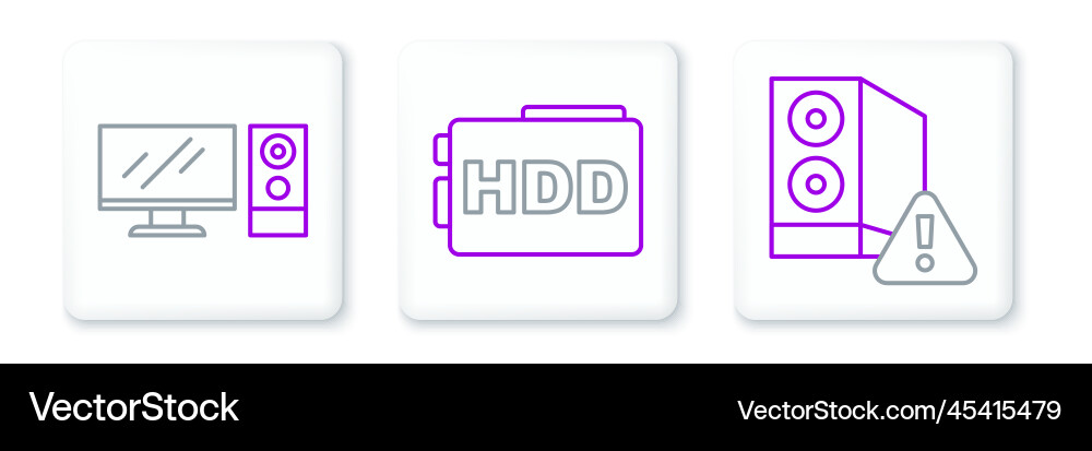 Set line case of computer monitor Set line case of computer monitor Vector Image