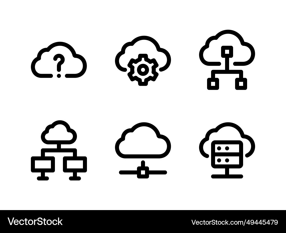 Simple set of cloud computing line icons Vector Image