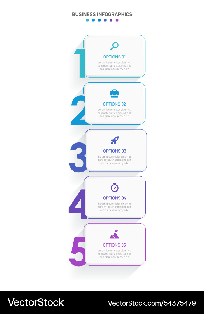 Vertical progress bar featuring 5 arrow-shaped Vector Image