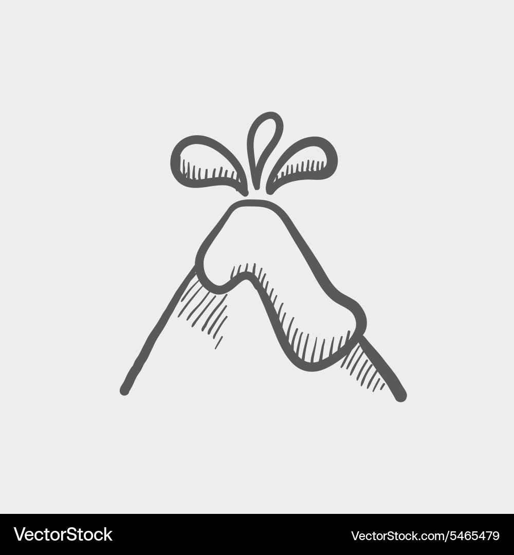 Volcano exploding sketch icon Vector Image