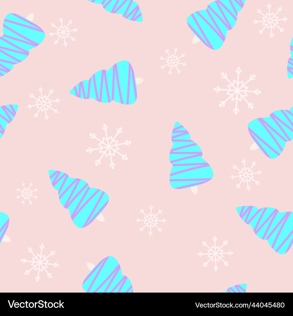 Christmas tree and snowflake seamless pattern new Vector Image