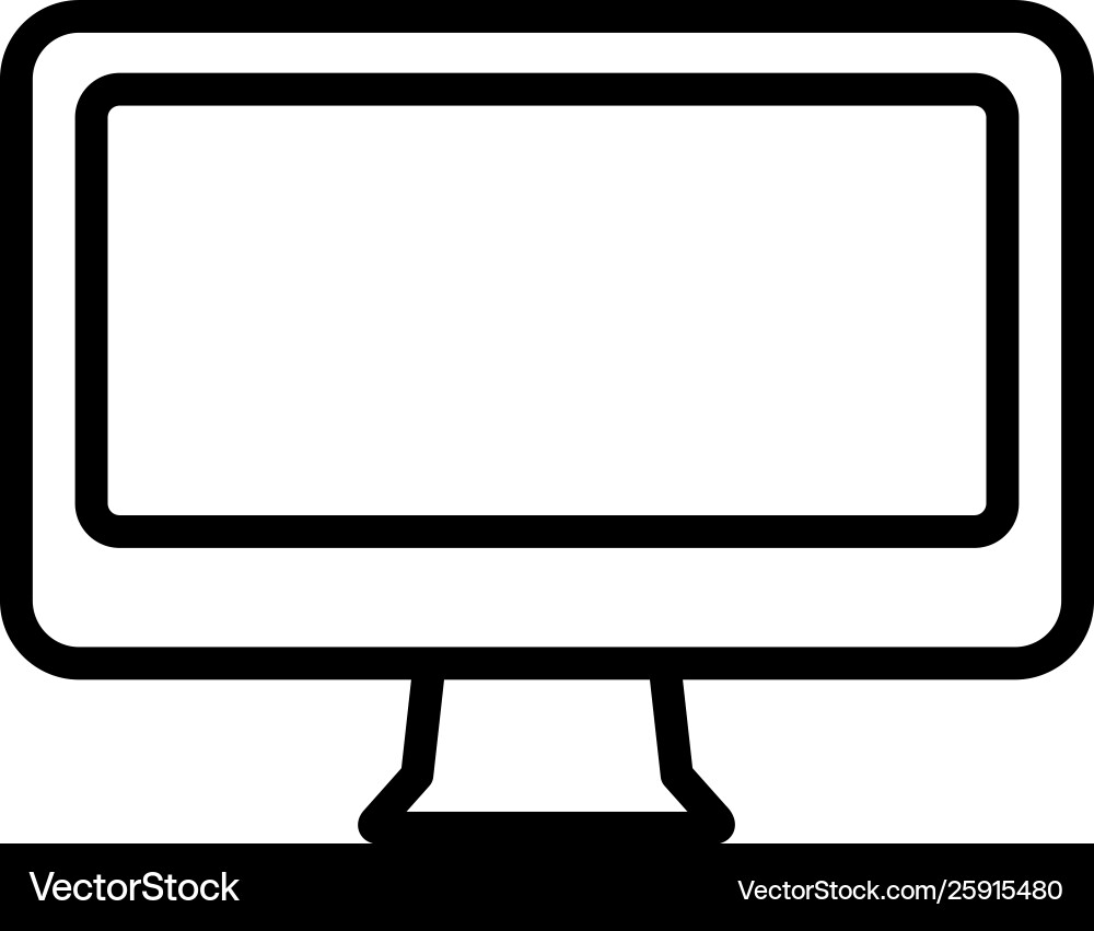 Computer monitor line icon in flat style Vector Image
