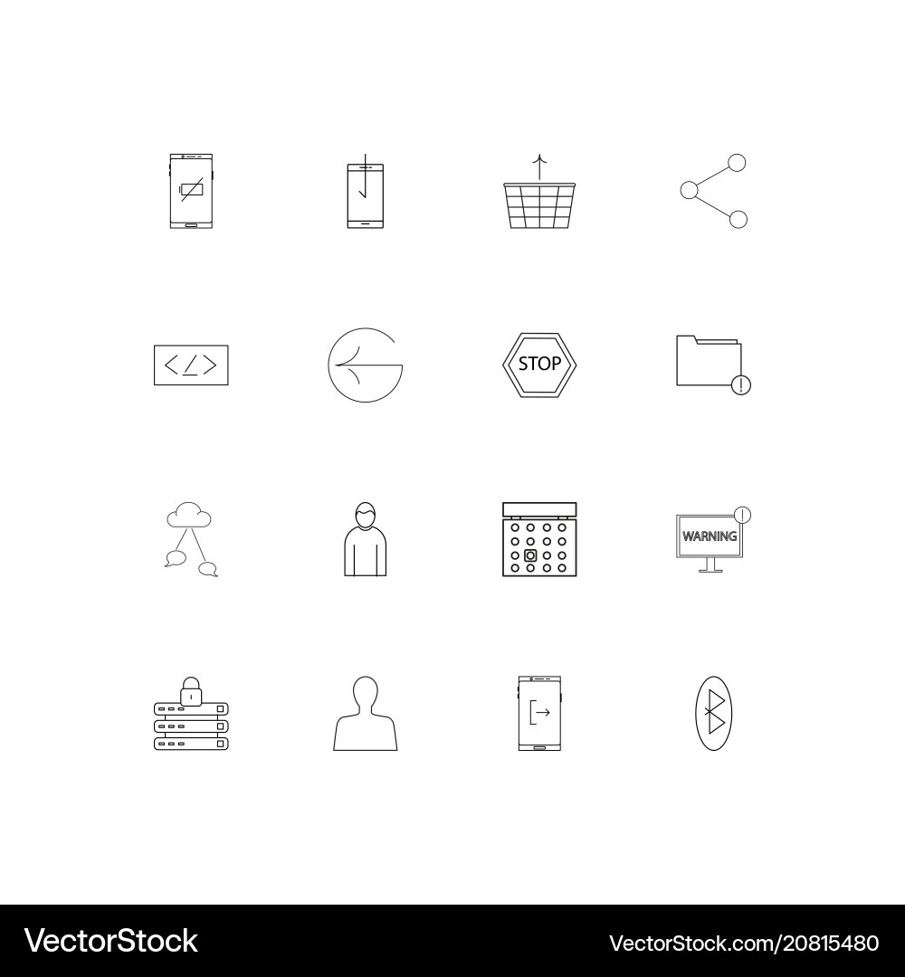 Internet technologies linear thin icons set Vector Image
