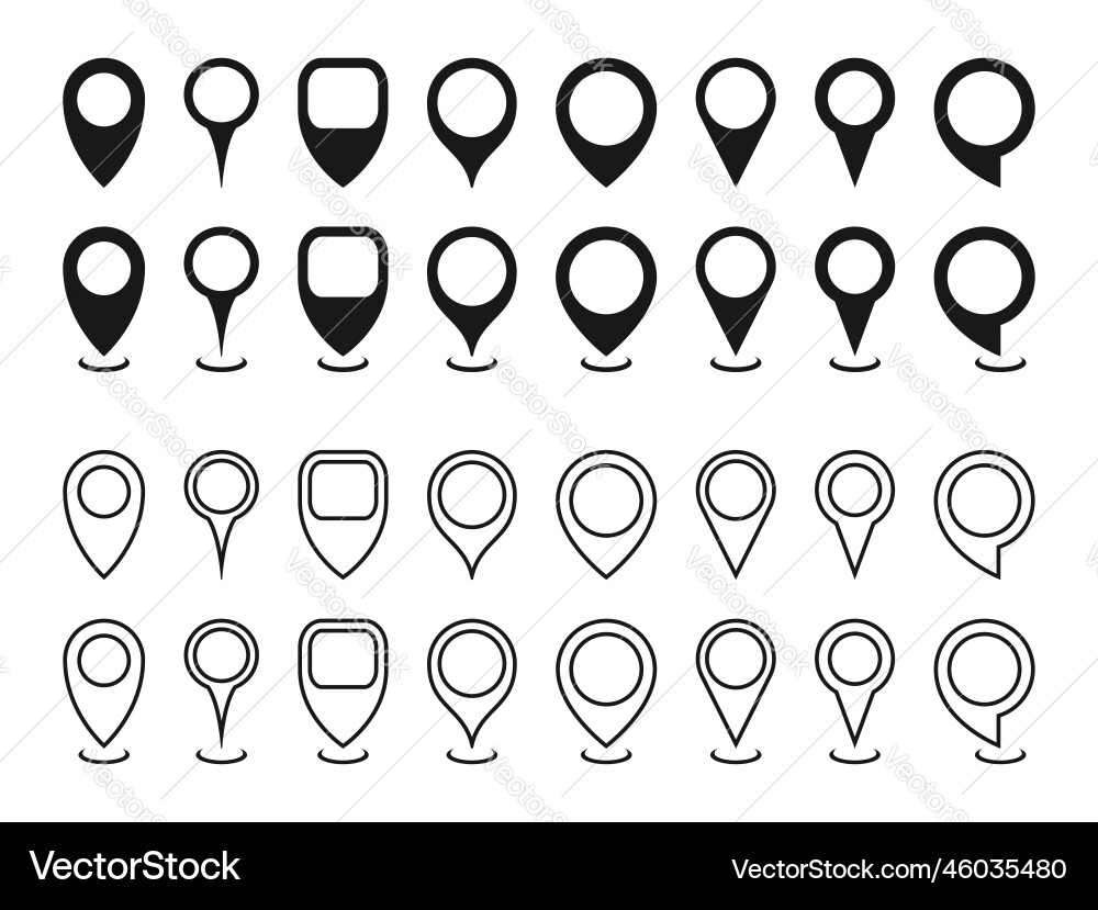 Map location pointers set Map location pointers set vector image