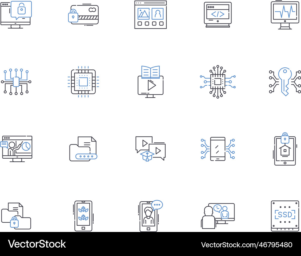 Middleware line icons collection integration Vector Image