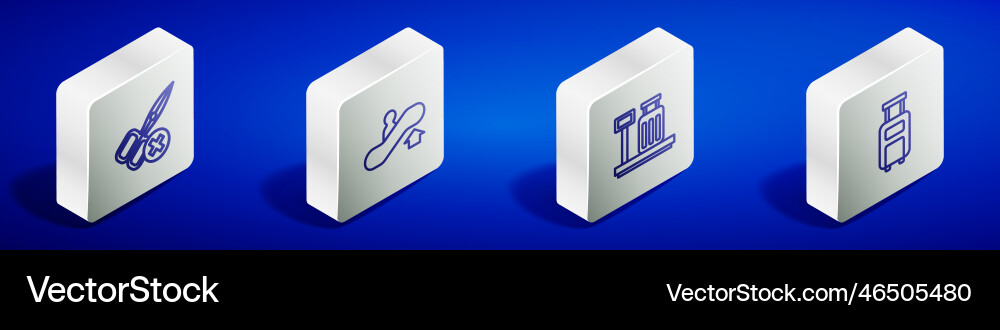 Set isometric line no scissors escalator up Vector Image