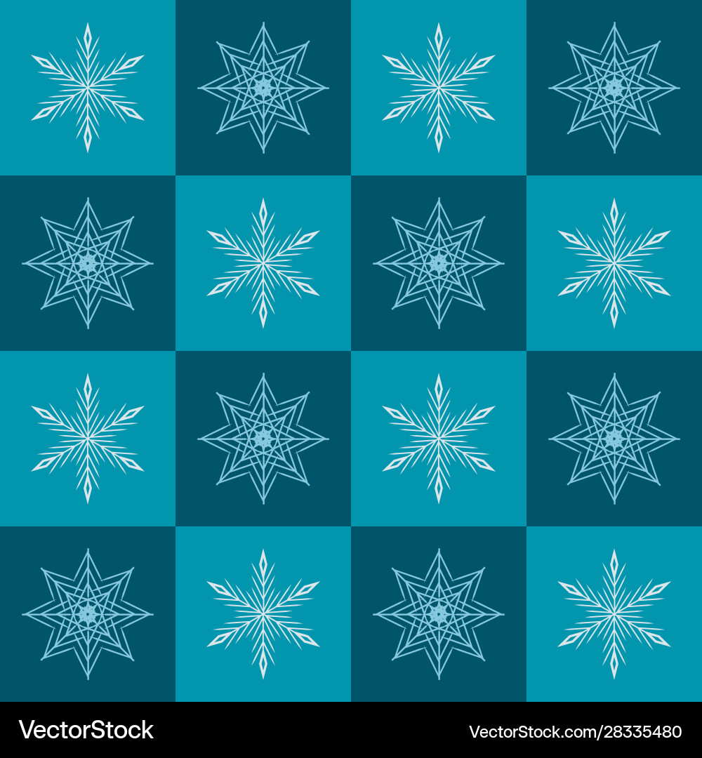 Snowflake pattern seamless checkered winter Vector Image