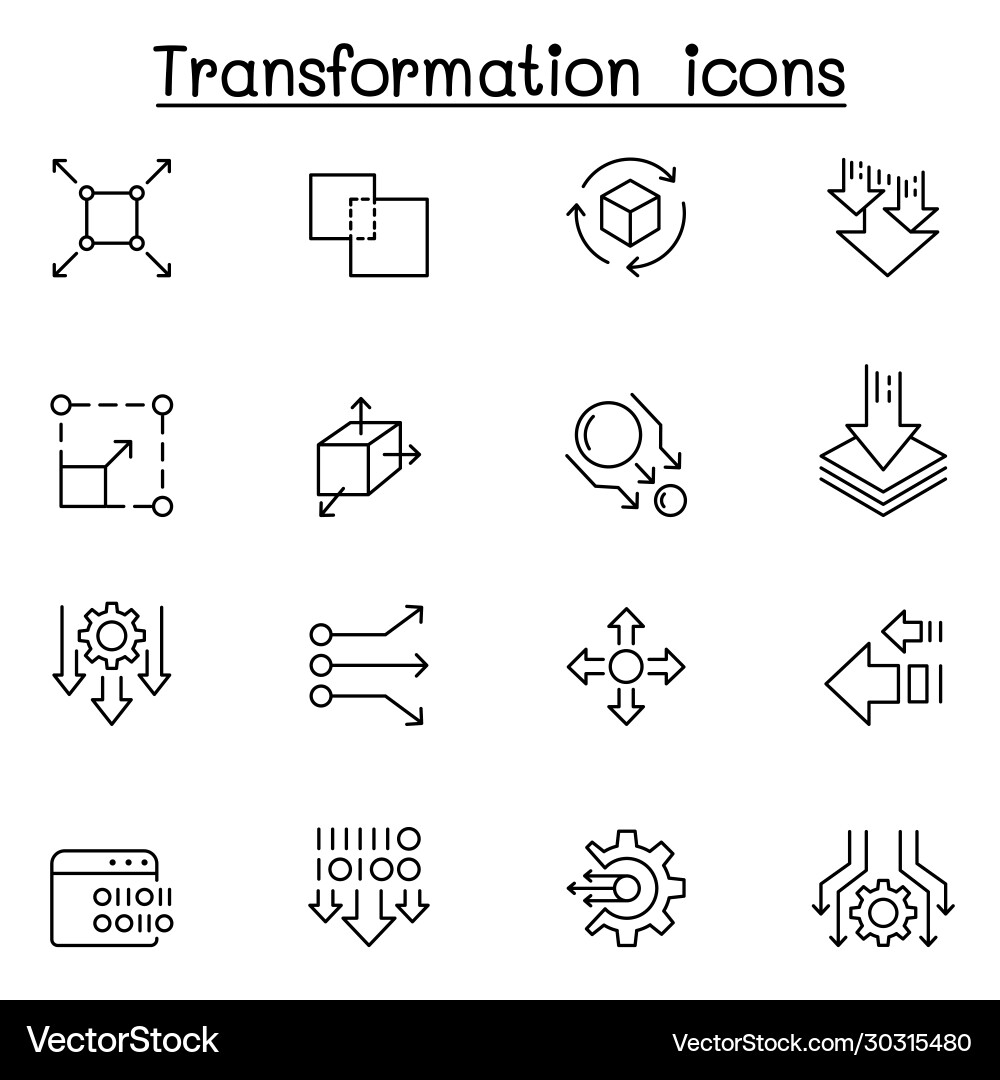 Transform edit change scale update icon set Transform edit change scale update icon set vector image