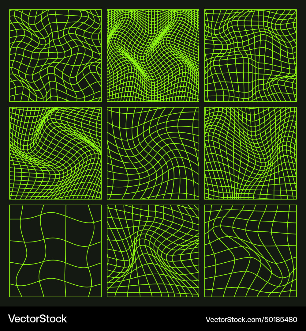 Wireframe shapes lined perspective mesh 3d grid Wireframe shapes lined perspective mesh 3d grid vector image