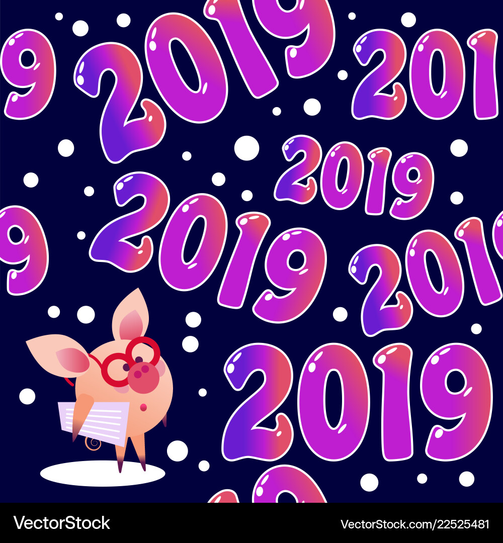 2019 seamless pattern with pig 2019 seamless pattern with pig Vector Image