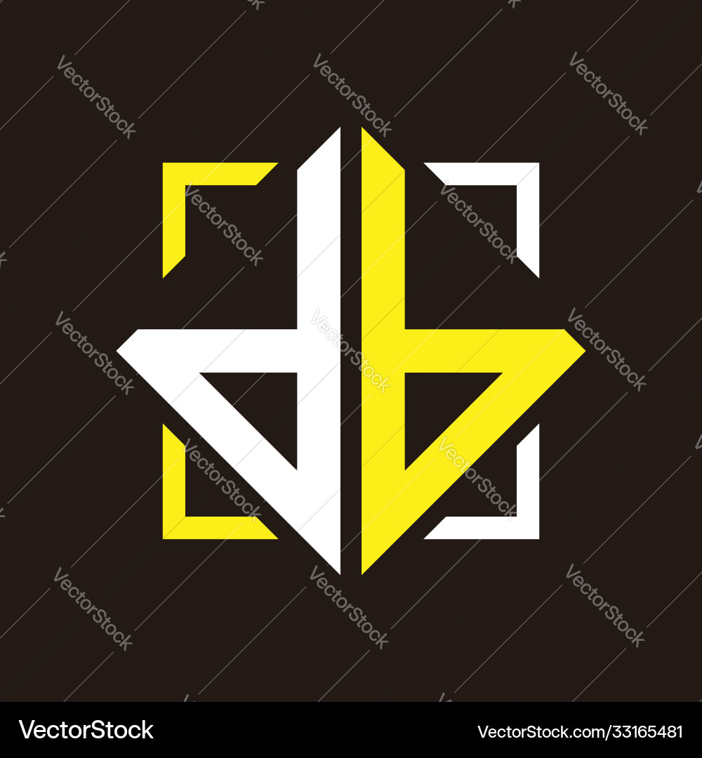 D b initials quadrangle monogram with square D b initials quadrangle monogram with square Vector Image