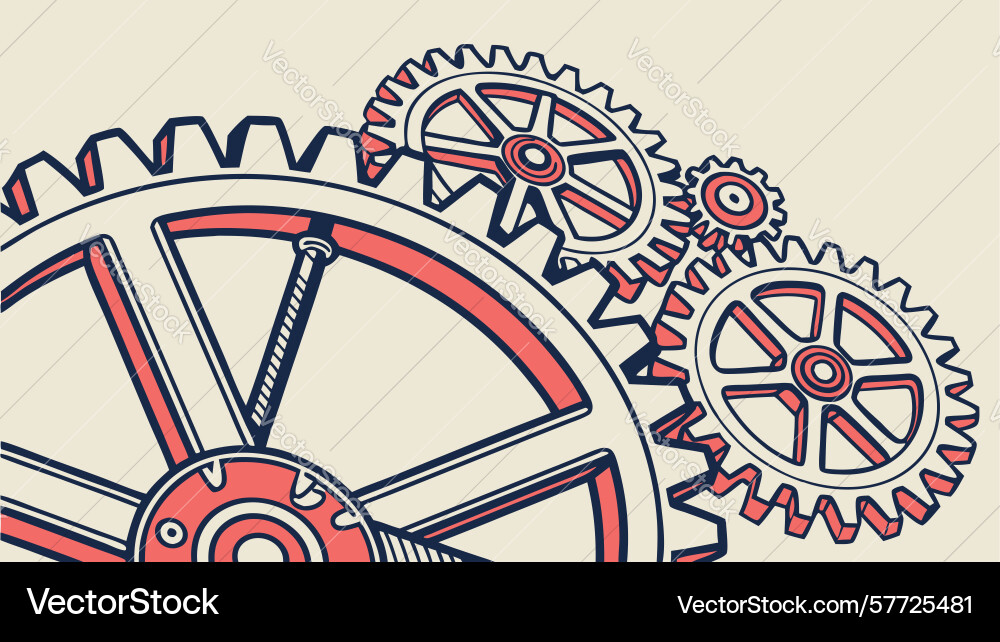 Interlocking gears with geometric patterns Vector Image