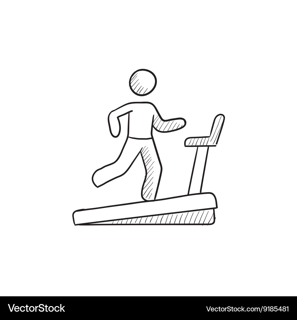 Man running on treadmill sketch icon Vector Image
