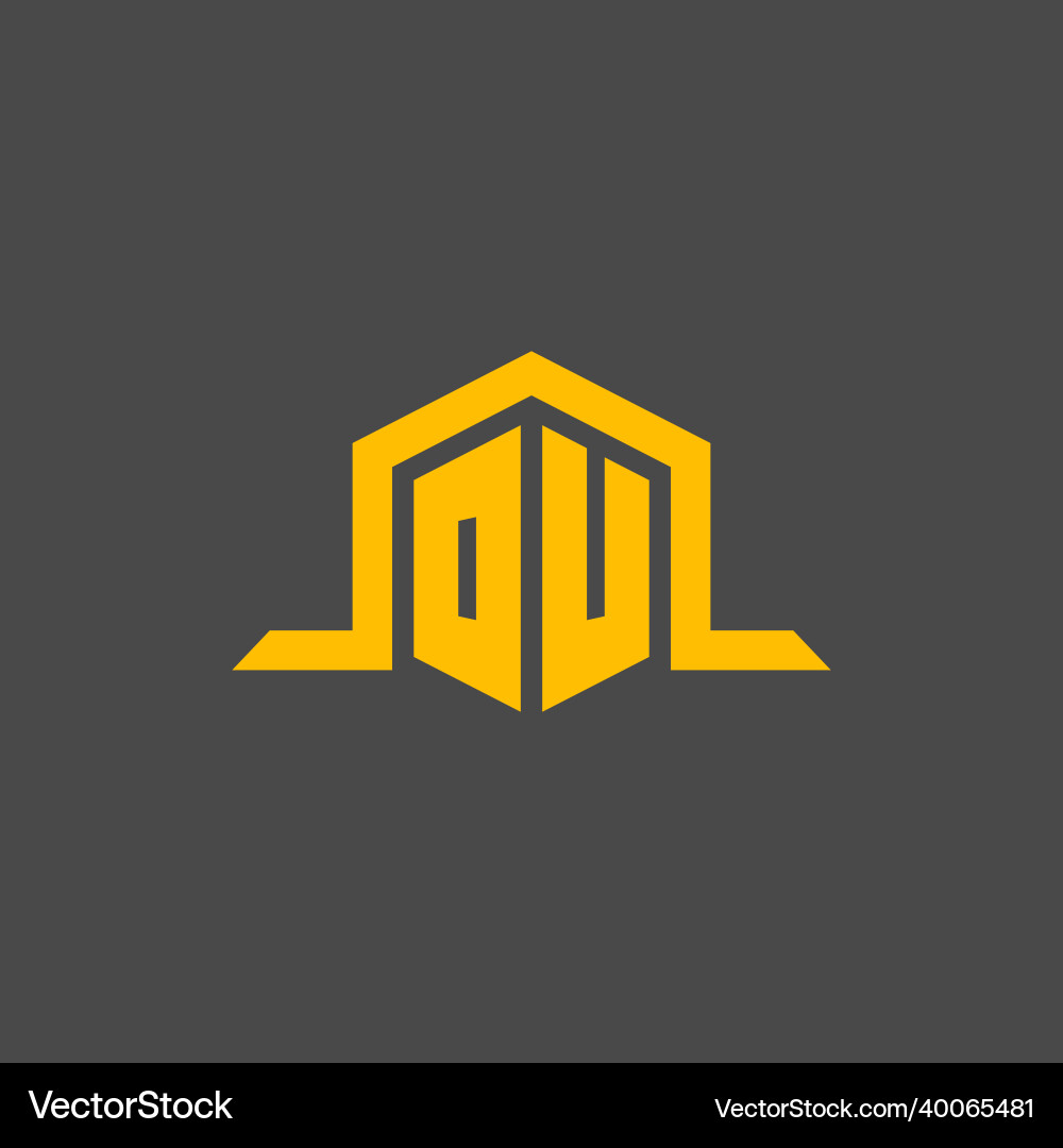 Ou monogram initial logo with hexagon style design Vector Image