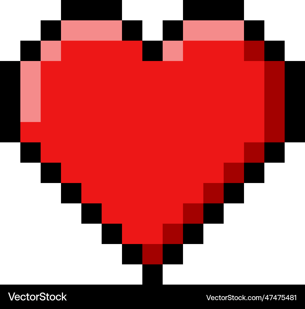 Pixel 8-bit heart object as video game style Pixel 8-bit heart object as video game style vector image