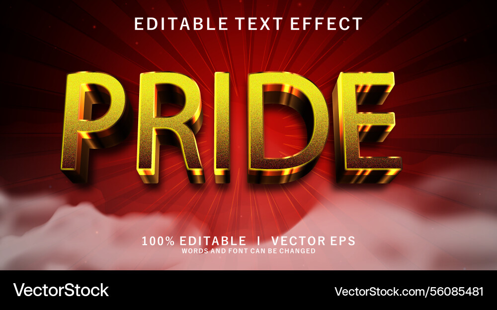 Pride 3d text effect with modern style design Pride 3d text effect with modern style design vector image