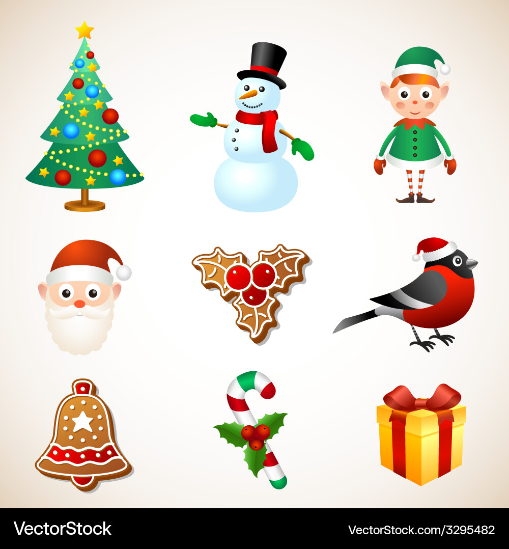 Christmas symbol set Vector Image
