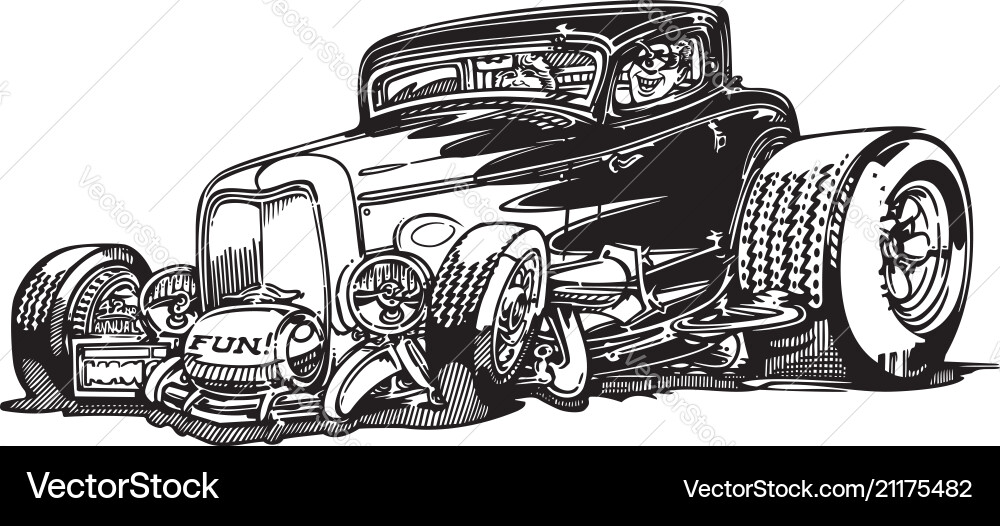 Classic retro hot-rod cars isolated Classic retro hot-rod cars isolated Vector Image