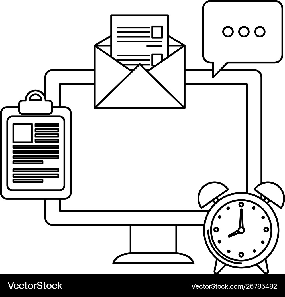 Desktop computer with envelope mail Vector Image