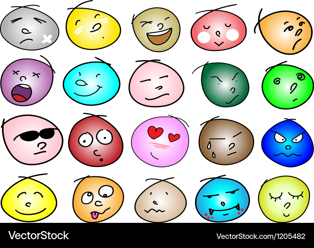 Different variations emotion ic Vector Image