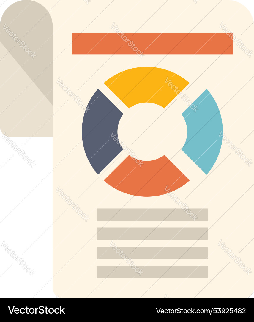 Document showing colorful pie chart and statistics Document showing colorful pie chart and statistics vector image